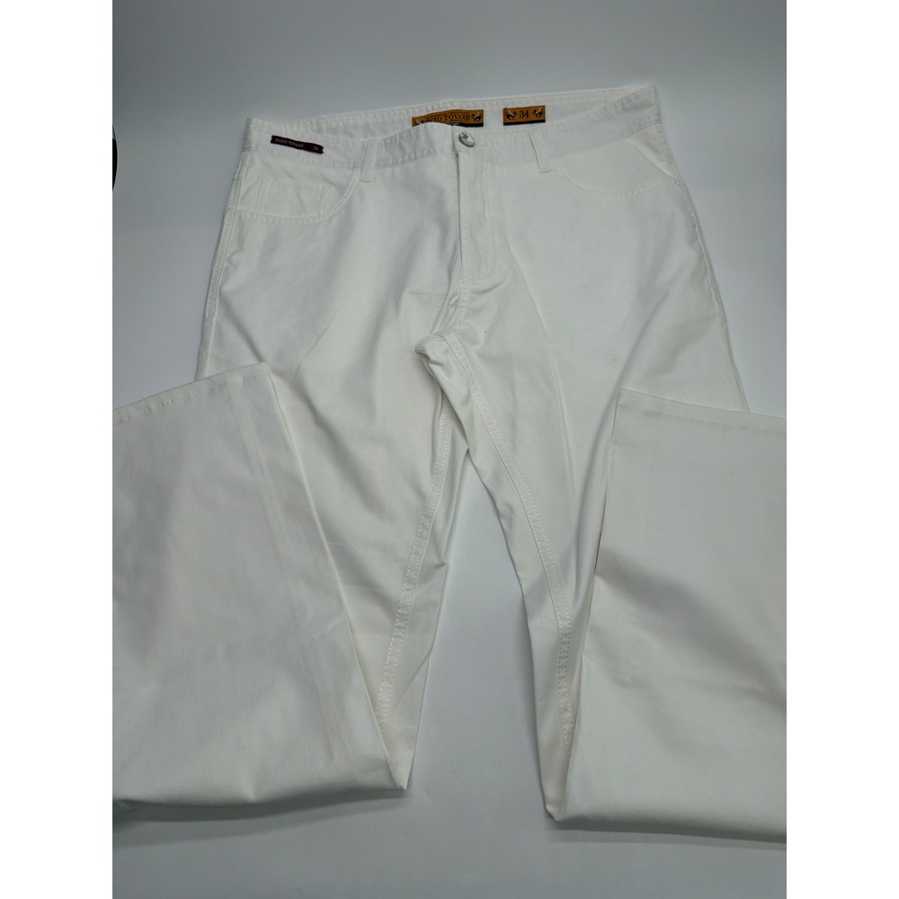 Enzo Tovare Beta Skinny-259 Mens White Cotton Stretch Pants Size 34 Slim Fit